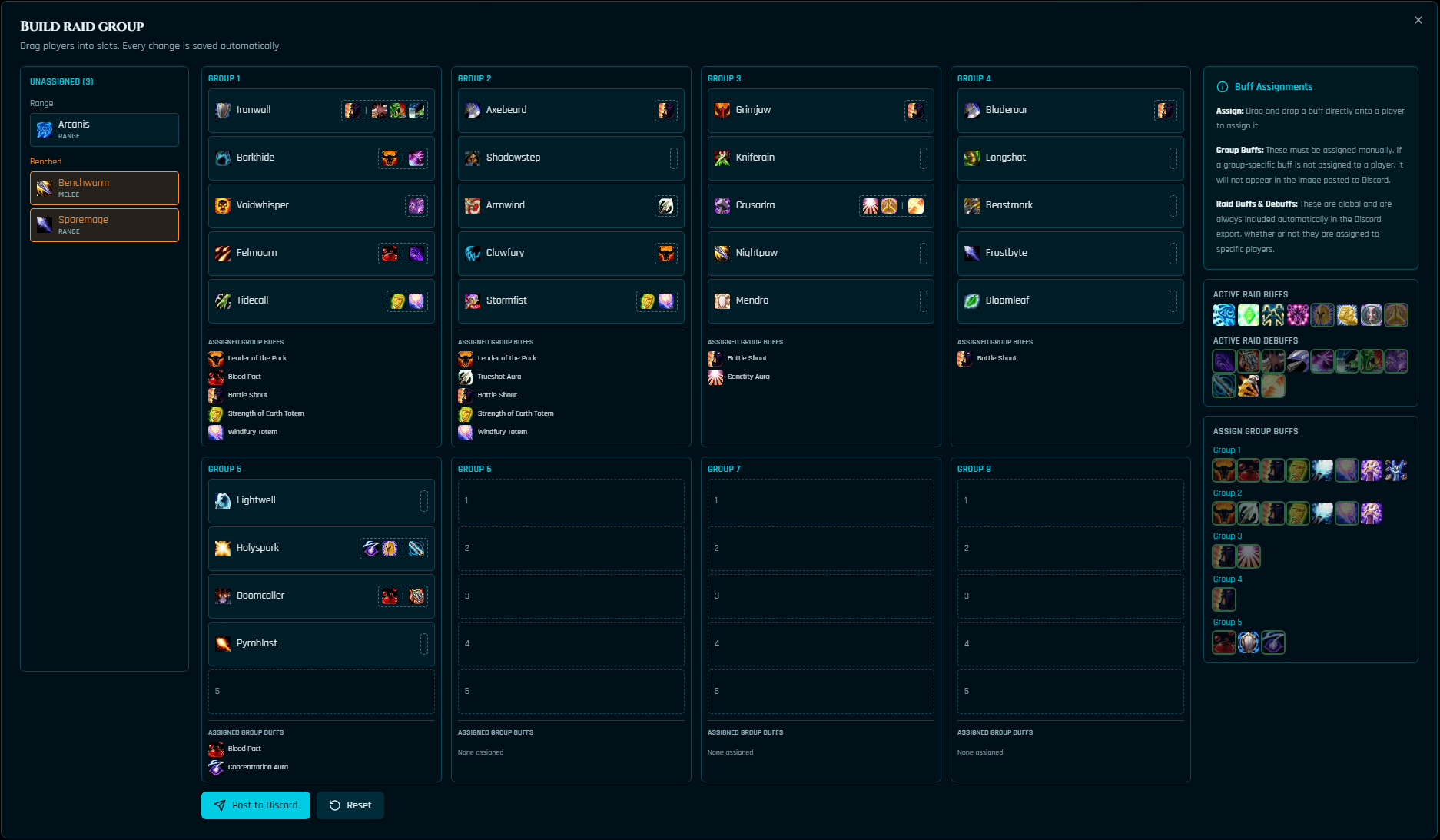 Forever bot raid group builder